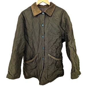 VTG Quilted Green Brown Barn Jacket Chore Coat XL Jones New York Button Heritage